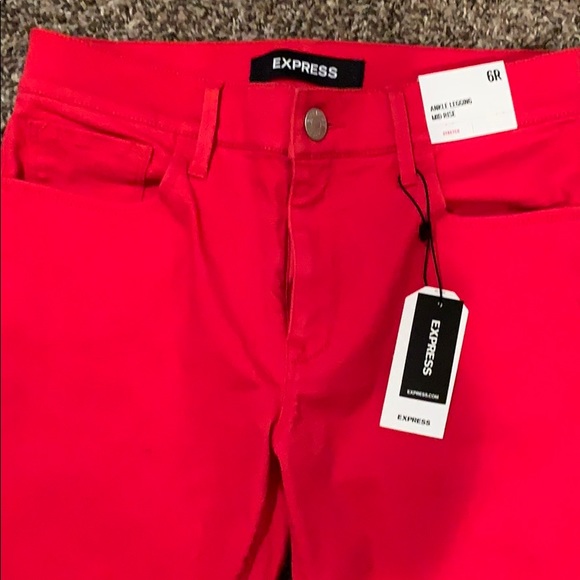 NEW Express Red Ankle Legging Mid Rise - Picture 4 of 5